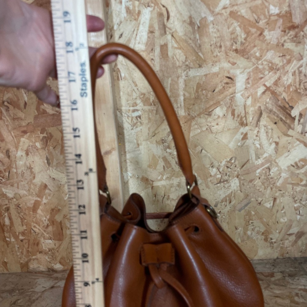 Madewell Bucket Bag Women Medium Cognac Brown Leather Drawstring Crossbody - Picture 7 of 16
